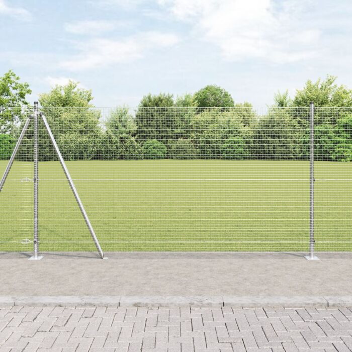 Vidaxl Welded Wire Fence With 13 Flanged Posts 1,2x50 M Galvanised Steel