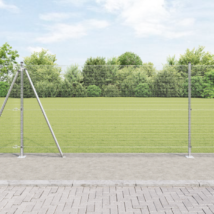 Vidaxl Welded Wire Fence With 13 Flanged Posts 1,2x50 M Galvanised Steel
