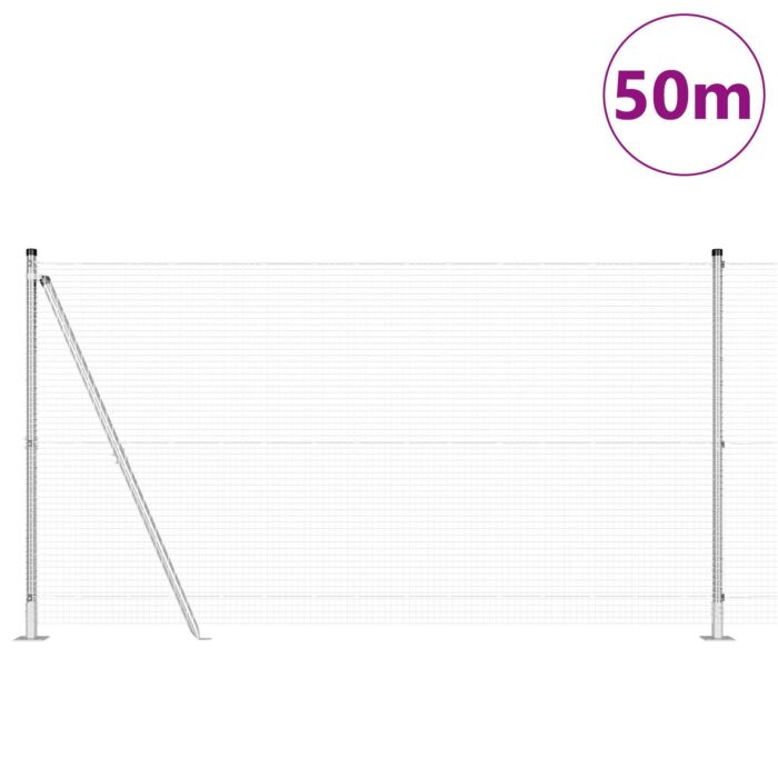 Vidaxl Welded Wire Fence With 13 Flanged Posts 1,2x50 M Galvanised Steel