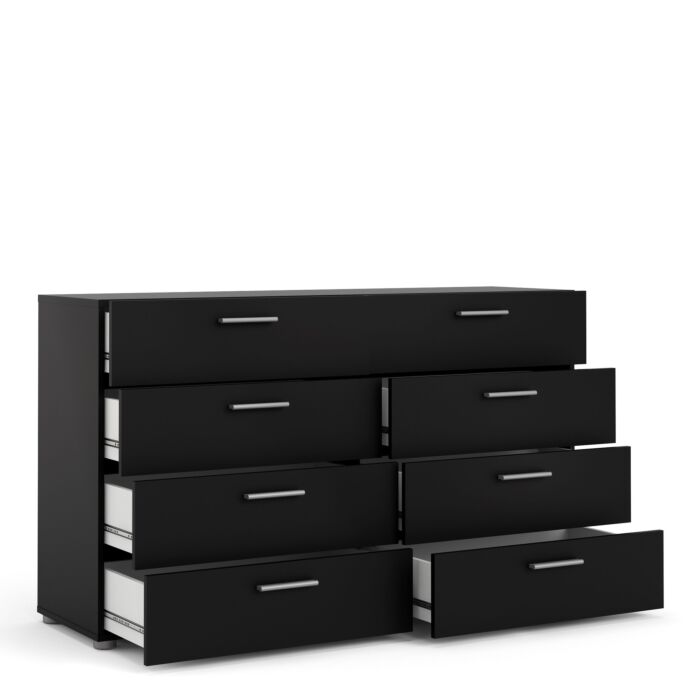 Pepe Wide Chest Of 8 Drawers (4+4) In Black