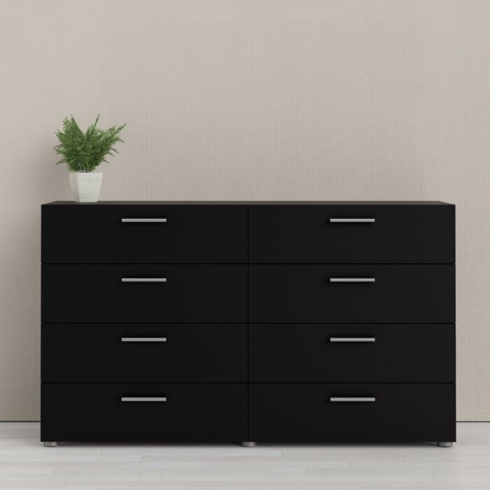 Pepe Wide Chest Of 8 Drawers (4+4) In Black