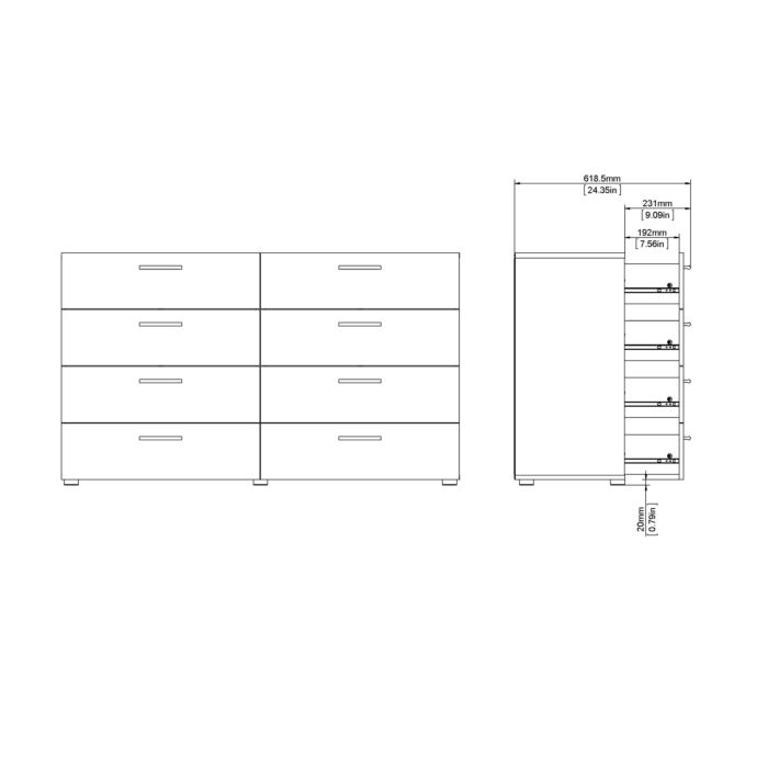 Pepe Wide Chest Of 8 Drawers (4+4) In Black