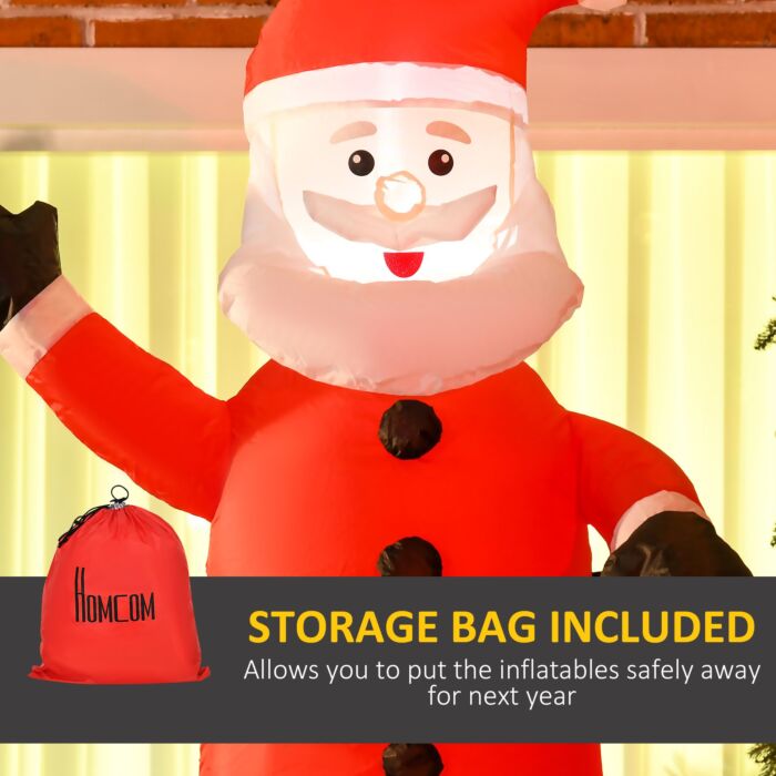 Homcom 7ft Christmas Inflatable Santa Claus From Chimney, Blow-up Outdoor Led Garden Display For Lawn, Party