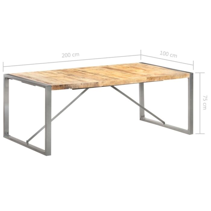 Vidaxl Dining Table 200x100x75 Cm Solid Rough Mango Wood
