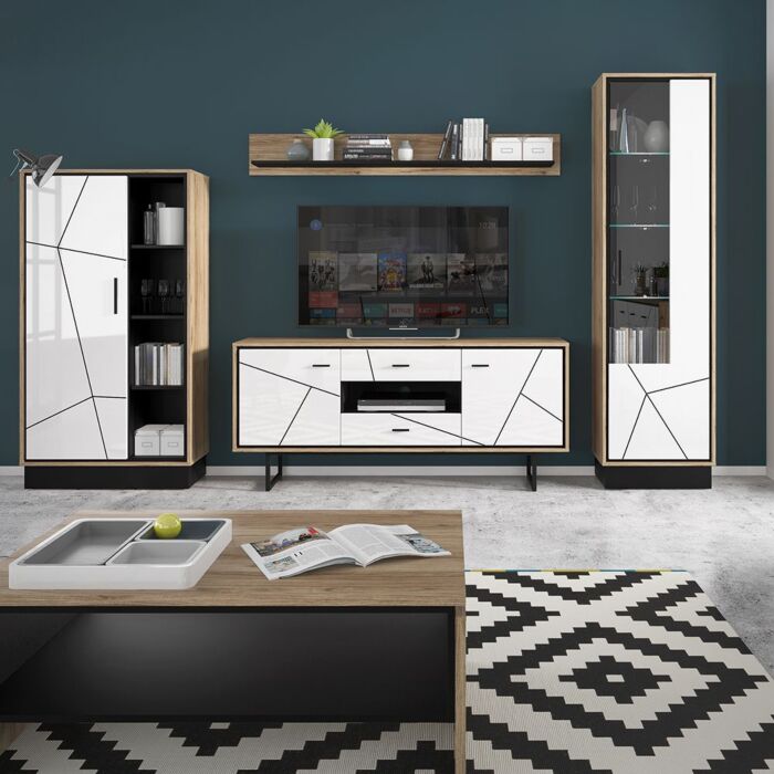 Brolo 2 Door 2 Drawer Tv Unit In Walnut And White