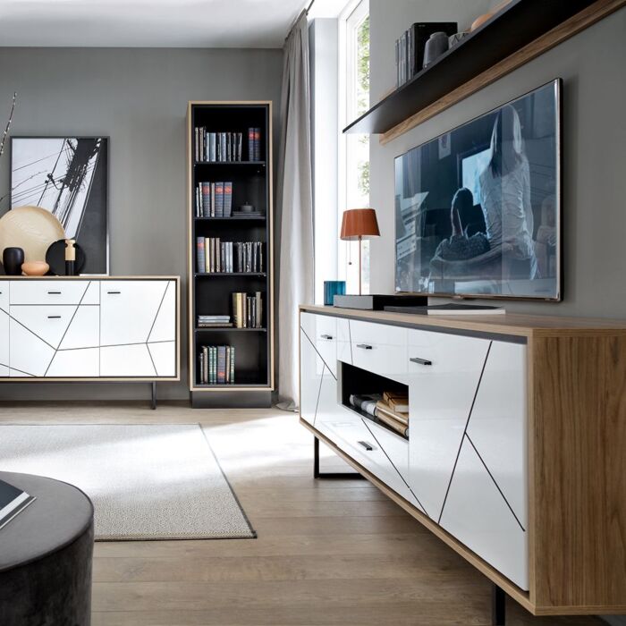 Brolo 2 Door 2 Drawer Tv Unit In Walnut And White