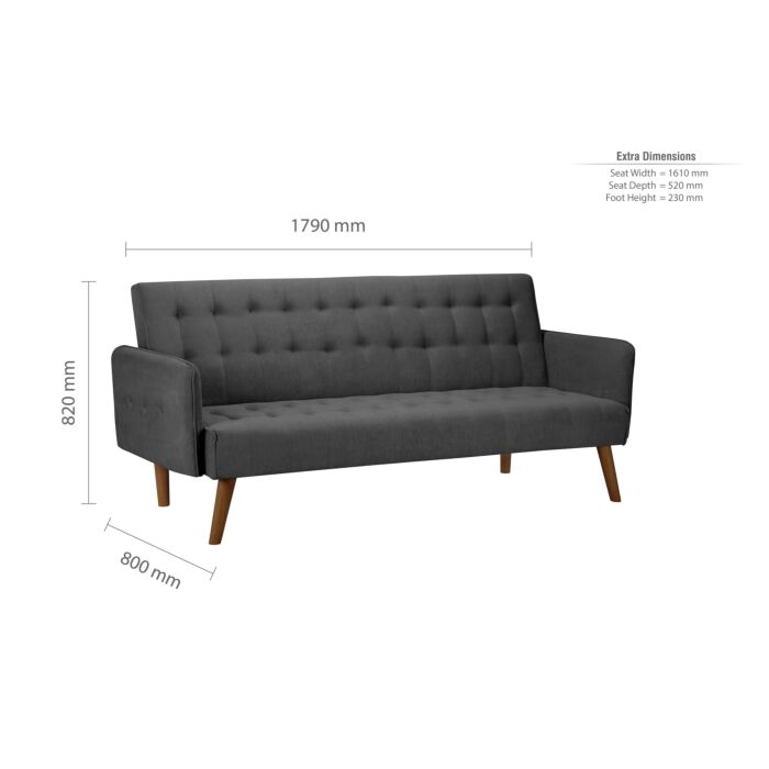 Hudson Sofa Bed Charcoal