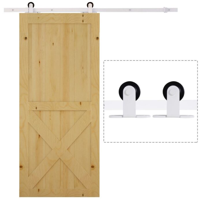 Homcom 6ft Modern Carbon Steel Sliding Door Track Kit White