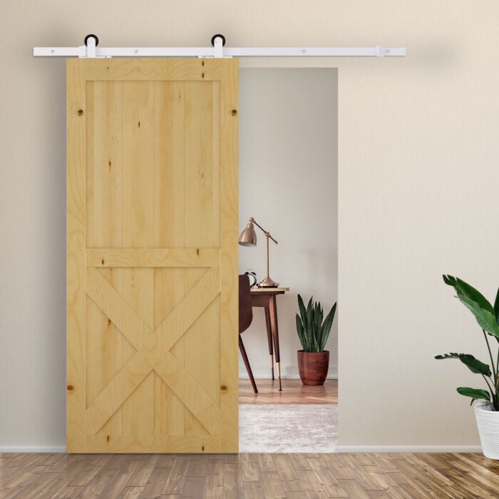 Homcom 6ft Modern Carbon Steel Sliding Door Track Kit White