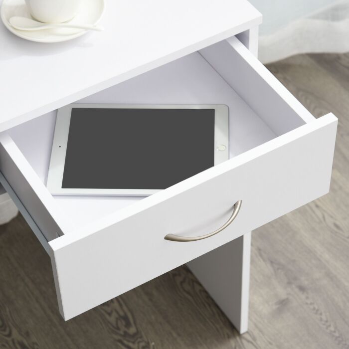 Homcom Computer Desk, Work Desk Table Study With Shelf Drawer, Study Table Storage Compartment, Writing Station Display Stylish Storage, White