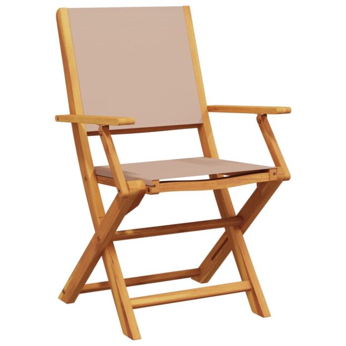Vidaxl Folding Garden Chairs 6 Pcs Taupe Fabric And Solid Wood