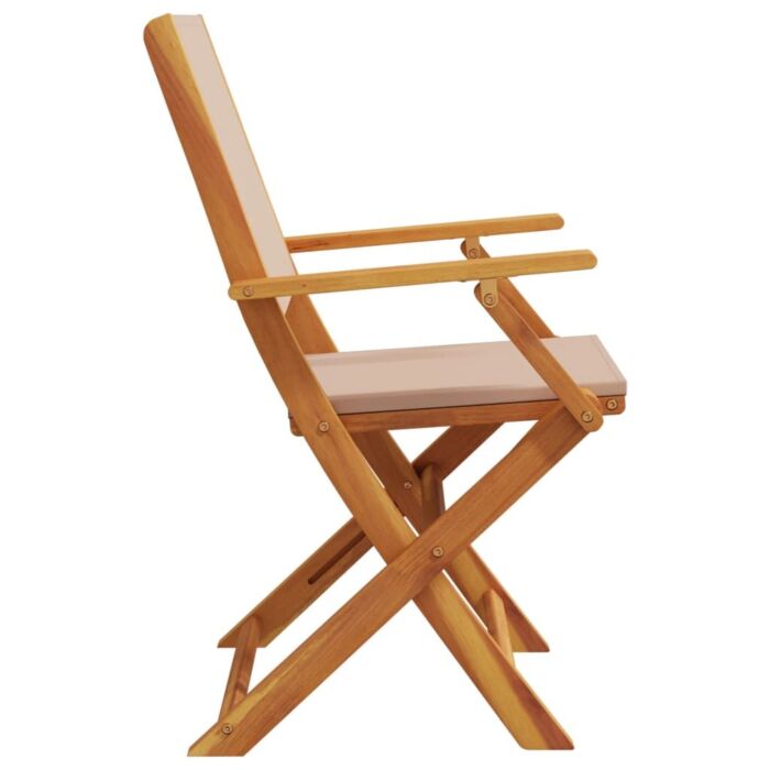 Vidaxl Folding Garden Chairs 6 Pcs Taupe Fabric And Solid Wood