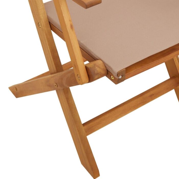 Vidaxl Folding Garden Chairs 6 Pcs Taupe Fabric And Solid Wood