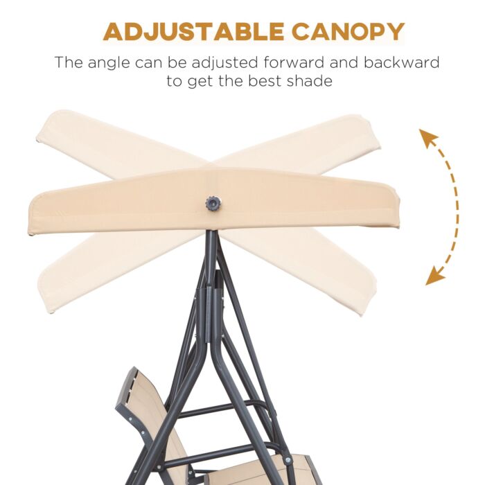 Outsunny 3 Seater Swing Chair Canopy Replacement Outdoor Hammock W/ Canopy Steel Frame - Beige