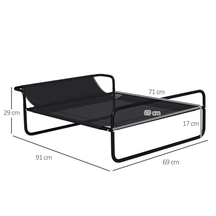 Pawhut Raised Pet Bed With Slope Headrest, Washable Breathable Mesh, Foot Pads, For Small Medium Sized Dogs, 91 X 69 X 29cm