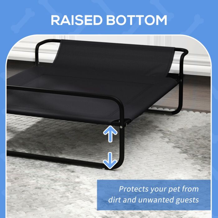 Pawhut Raised Pet Bed With Slope Headrest, Washable Breathable Mesh, Foot Pads, For Small Medium Sized Dogs, 91 X 69 X 29cm