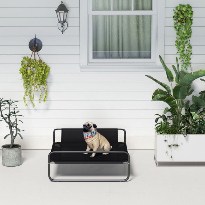 Pawhut Raised Pet Bed With Slope Headrest, Washable Breathable Mesh, Foot Pads, For Small Medium Sized Dogs, 91 X 69 X 29cm