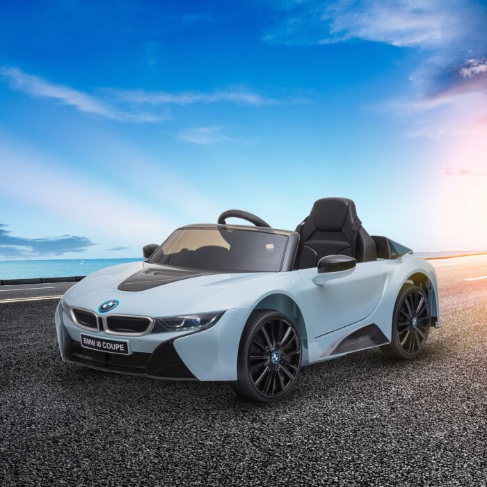 Homcom Bmw I8 Coupe Licensed 6v Ride On Car Toy With Remote Control, Powered Electric Car, Music, Horn, For 3-8 Years, Blue