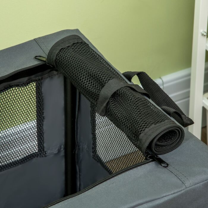 Pawhut Pet Carrier, Portable Cat Carrier, Foldable Dog Bag For Miniature Dogs, 60 X 42 X 42 Cm, Grey