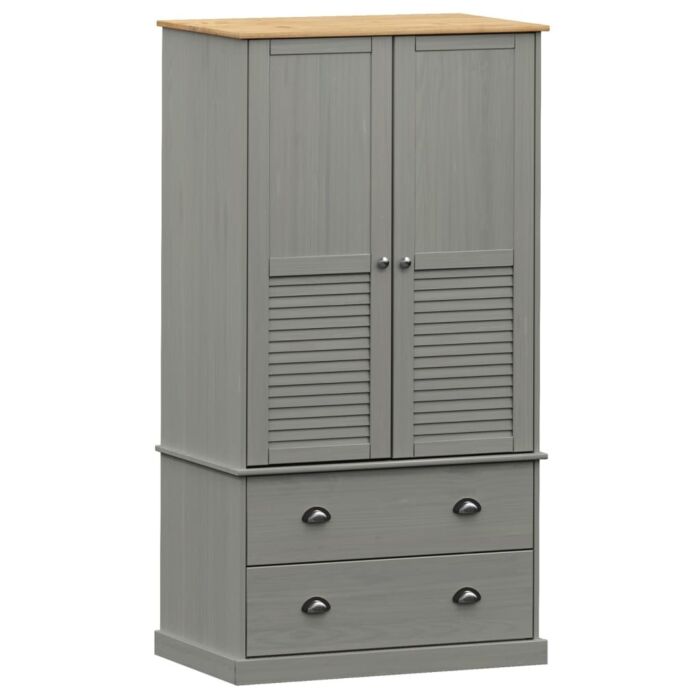 Vidaxl Wardrobe Vigo Grey 90x55x176 Cm Solid Wood Pine