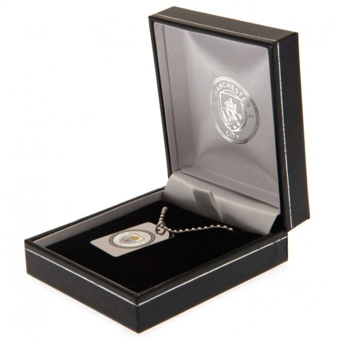 Manchester City Fc Enamel Crest Dog Tag & Chain