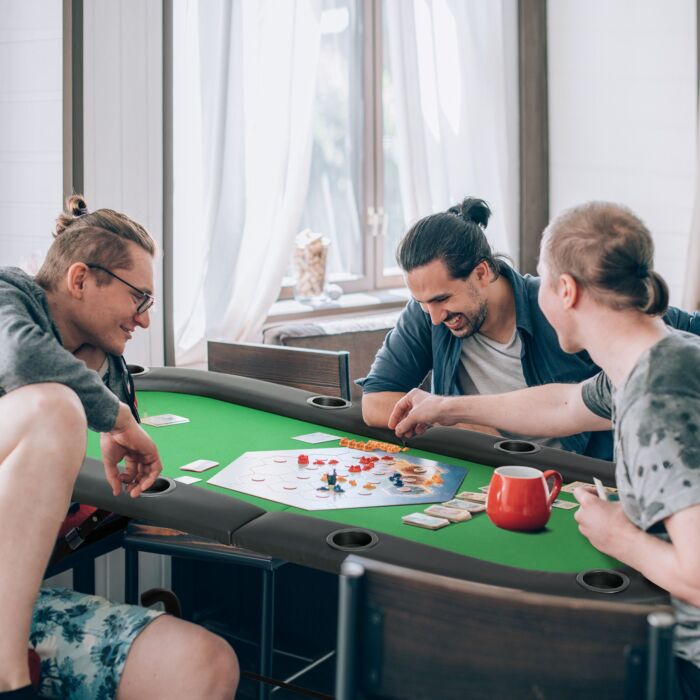 Homcom 1.83m Foldable Poker Table W/chip Trays, Drink Holders