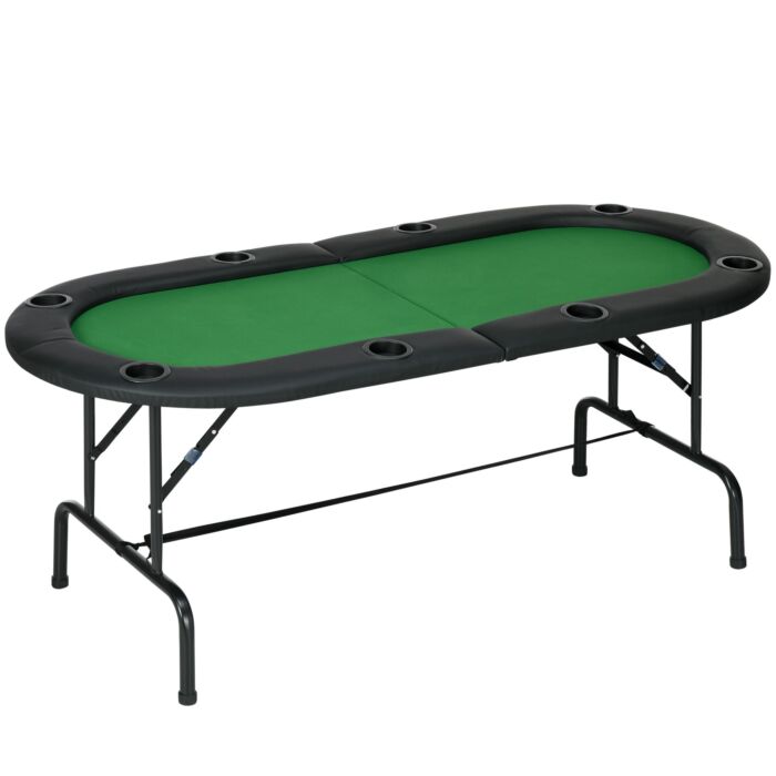 Homcom 1.83m Foldable Poker Table W/chip Trays, Drink Holders