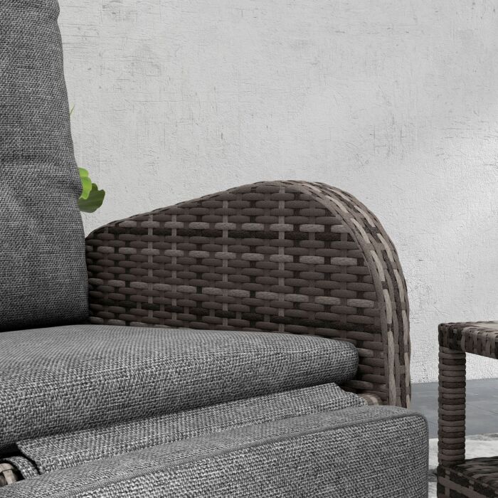 Outsunny 2 Seater Patio Rattan Wicker Chaise Lounge Sofa Set W/ Cushion For Patio Yard Porch