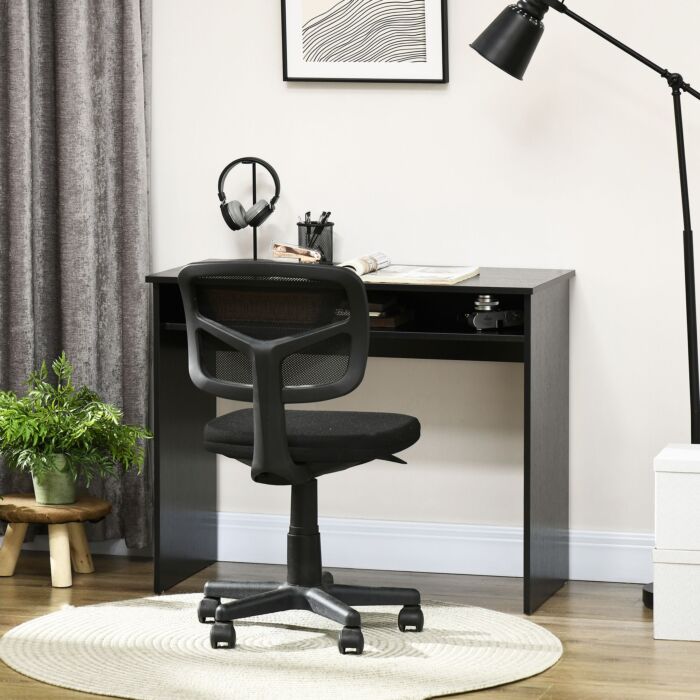 Homcom Computer Writing Desk With Storage Compartment Workstation Learning Center For Home Office 90w X 50d(cm) - Black