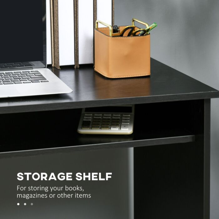Homcom Computer Writing Desk With Storage Compartment Workstation Learning Center For Home Office 90w X 50d(cm) - Black
