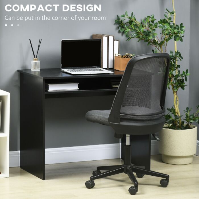 Homcom Computer Writing Desk With Storage Compartment Workstation Learning Center For Home Office 90w X 50d(cm) - Black