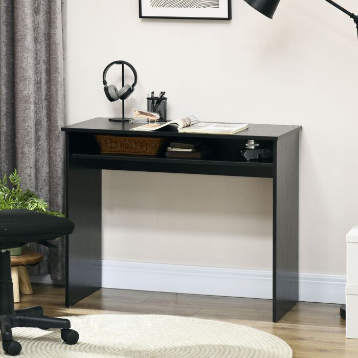 Homcom Computer Writing Desk With Storage Compartment Workstation Learning Center For Home Office 90w X 50d(cm) - Black