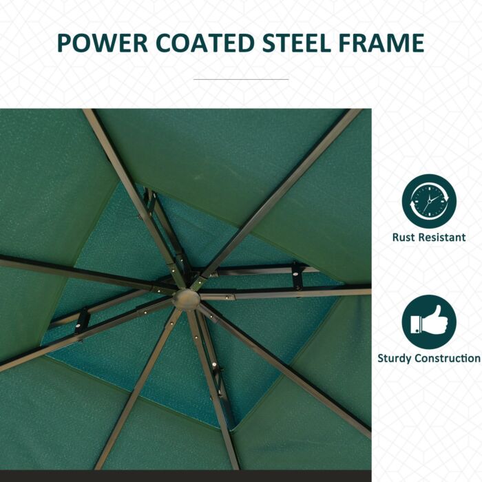 Outsunny 3(m) X 3(m) Metal Garden Gazebo Marquee Party Tent Patio Canopy Pavilion + Sidewalls - Green