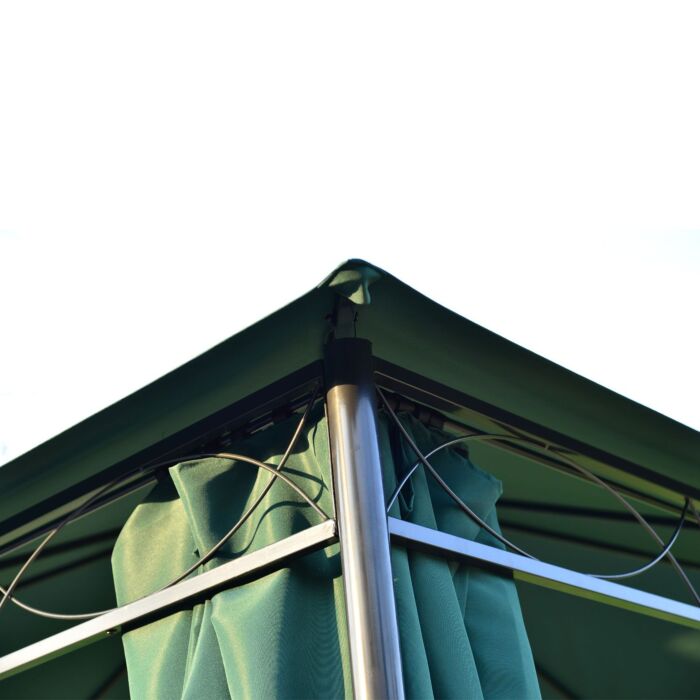 Outsunny 3(m) X 3(m) Metal Garden Gazebo Marquee Party Tent Patio Canopy Pavilion + Sidewalls - Green