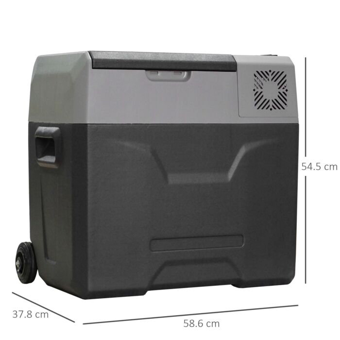 Homcom Car Refrigerator, Portable 12/24v 50 Litre Fridge Freezer, Electric Cooler Box For Camping, Travel, Grey