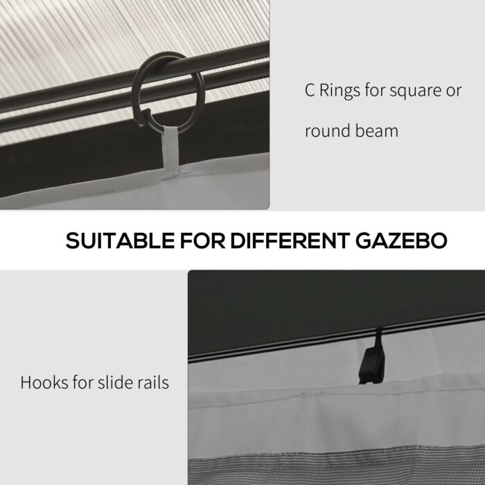Outsunny 4 Pack Universal Gazebo Replacement Sidewalls Privacy Panel For Most 3 X 4m Gazebo Canopy Pavillion Outdoor Shelter Curtains Light Grey