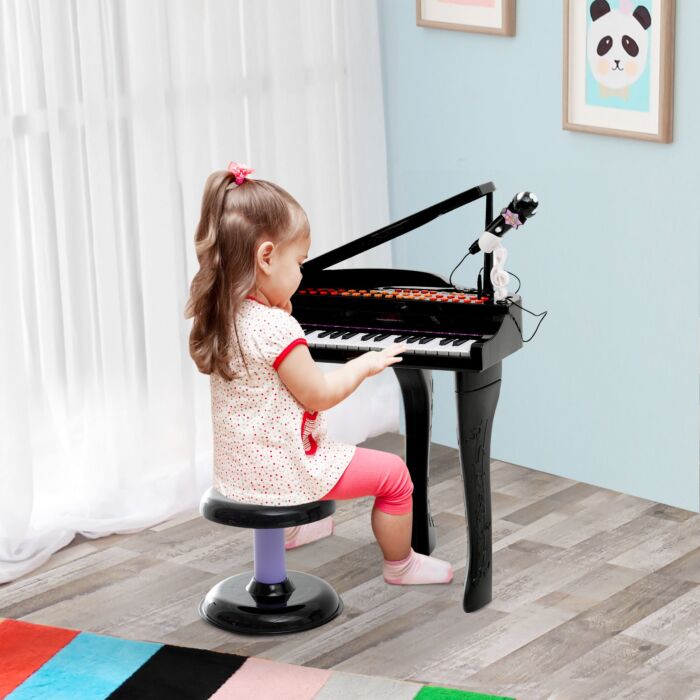 Homcom Mini Electronic Piano W/stool-black