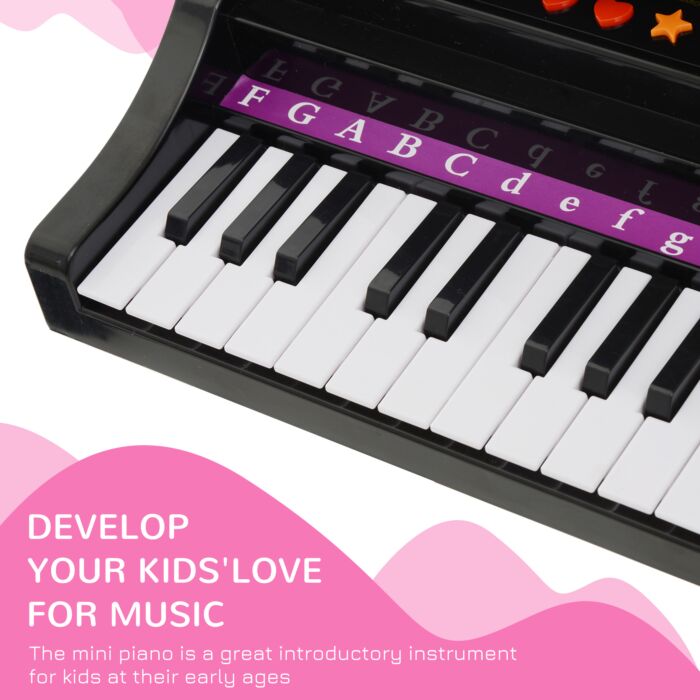 Homcom Mini Electronic Piano W/stool-black