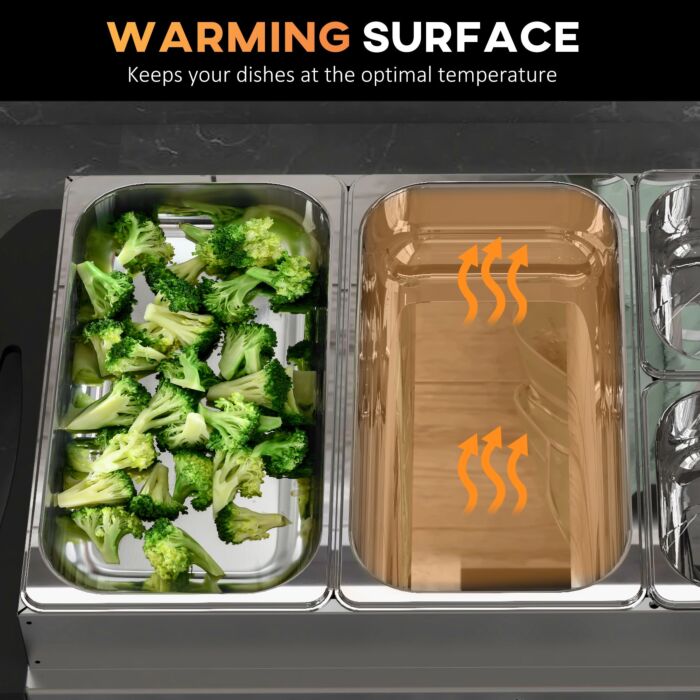 Homcom 4 Tray Electric Food Warmer Buffet Server With Plate Warmer Function, Cool Touch Handles, Adjustable Temperature, 300w