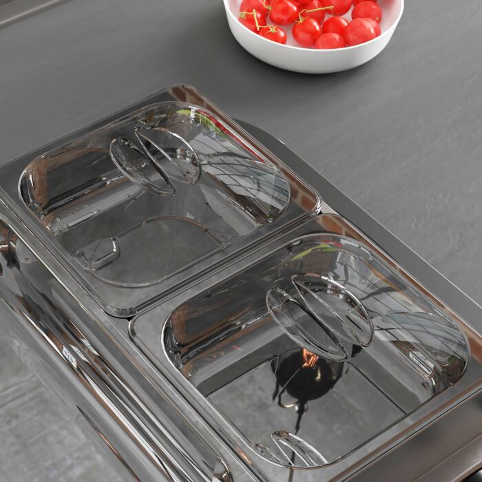 Homcom 4 Tray Electric Food Warmer Buffet Server With Plate Warmer Function, Cool Touch Handles, Adjustable Temperature, 300w