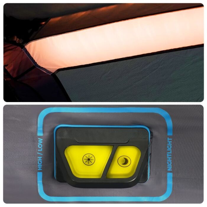 Vidaxl Camping Tent With Led Light 9-person Light Blue