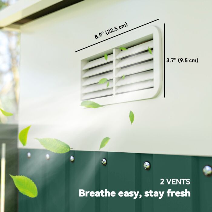 Outsunny Garden Metal Storage Shed Outdoor Metal Tool House With Double Sliding Doors And 2 Air Vents, 11.3x9.2ft, Green