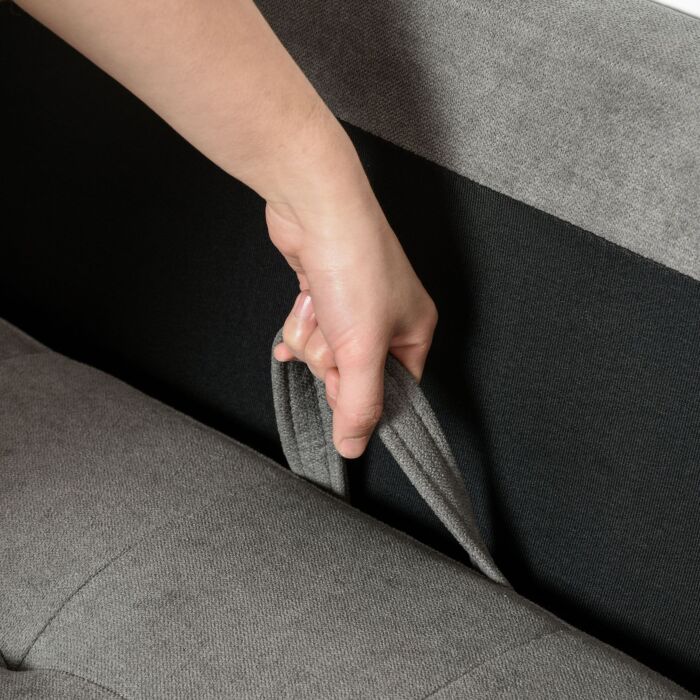 Homcom Modern 3-seater Sofa Button-tufted Fabric Couch With Hidden Storage Rubberwood Legs, Grey