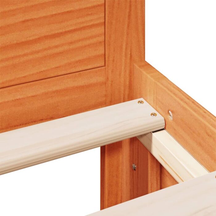 Vidaxl Bed Frame Without Mattress With Headboard Wax Brown 120x200 Cm Solid Wood Pine