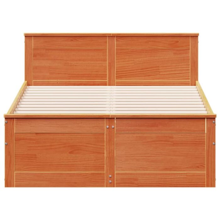 Vidaxl Bed Frame Without Mattress With Headboard Wax Brown 120x200 Cm Solid Wood Pine