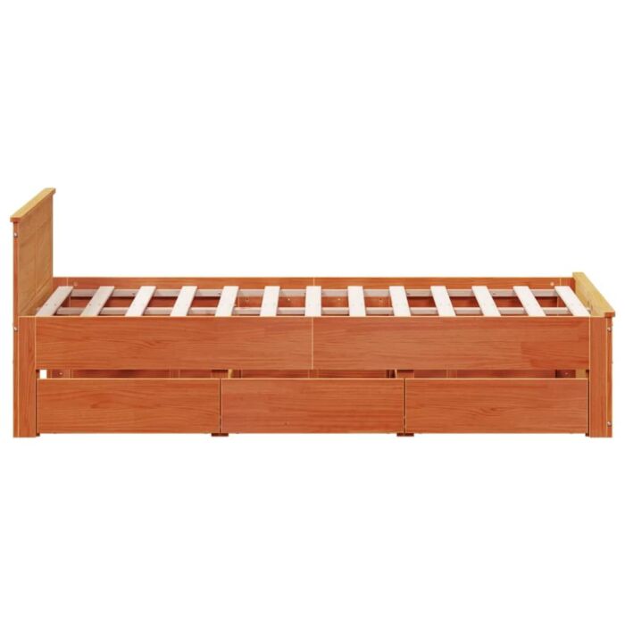 Vidaxl Bed Frame Without Mattress With Headboard Wax Brown 120x200 Cm Solid Wood Pine