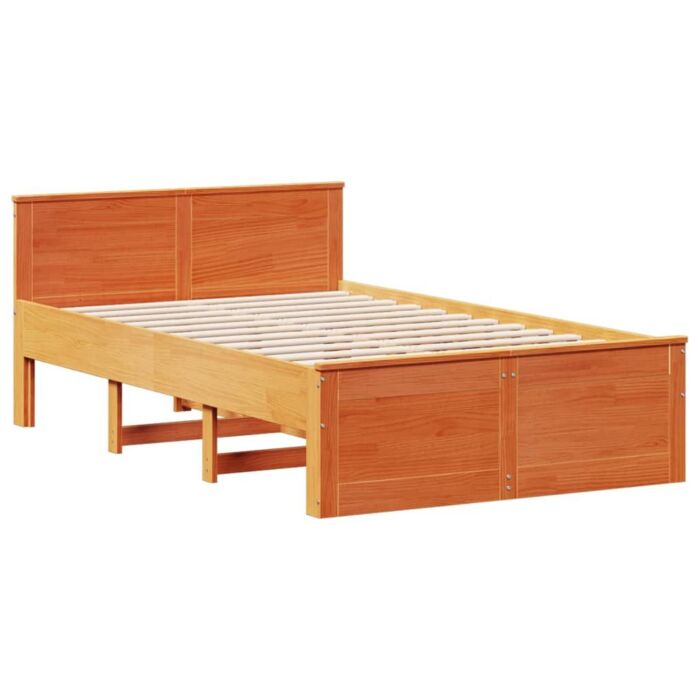 Vidaxl Bed Frame Without Mattress With Headboard Wax Brown 120x200 Cm Solid Wood Pine