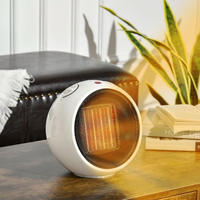 Homcom Small Space Heater, Ceramic Electric Heater With 3 Heating Mode, Adjustable Temperature, Tip-over & Overheating Protection, 900w/1500w