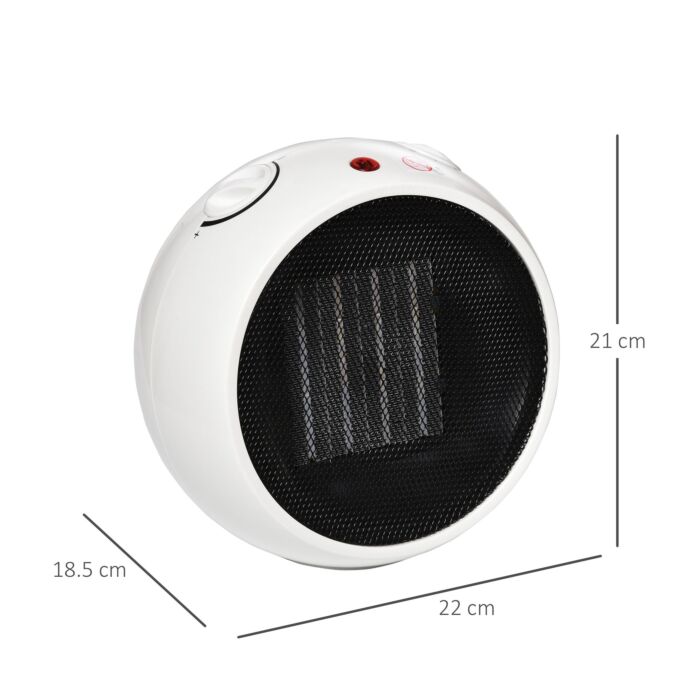 Homcom Small Space Heater, Ceramic Electric Heater With 3 Heating Mode, Adjustable Temperature, Tip-over & Overheating Protection, 900w/1500w