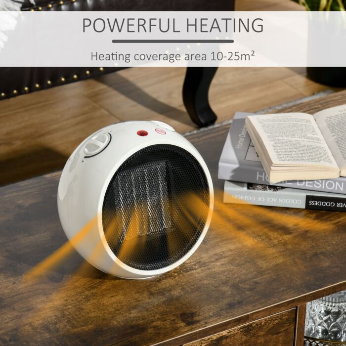 Homcom Small Space Heater, Ceramic Electric Heater With 3 Heating Mode, Adjustable Temperature, Tip-over & Overheating Protection, 900w/1500w